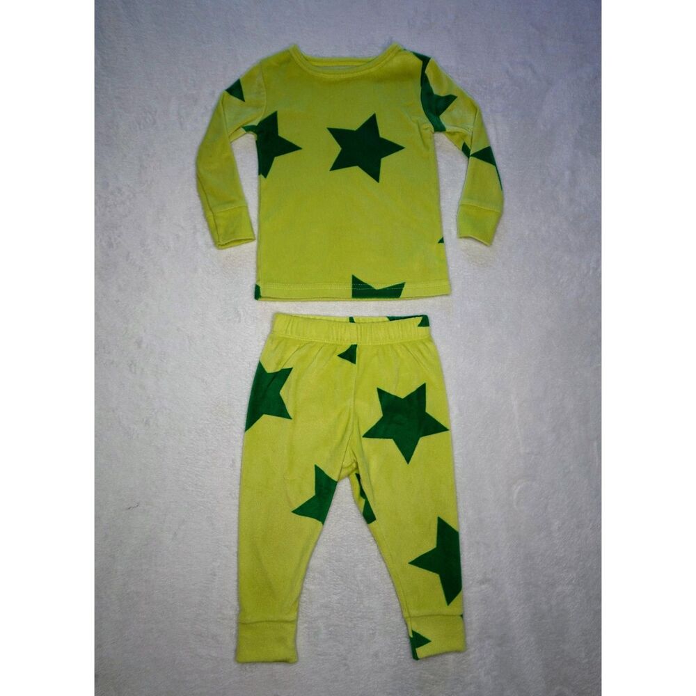 Cat & Jack 18M Star Print Pajama Set Yellow Green 2pc Toddler Boys/Girls